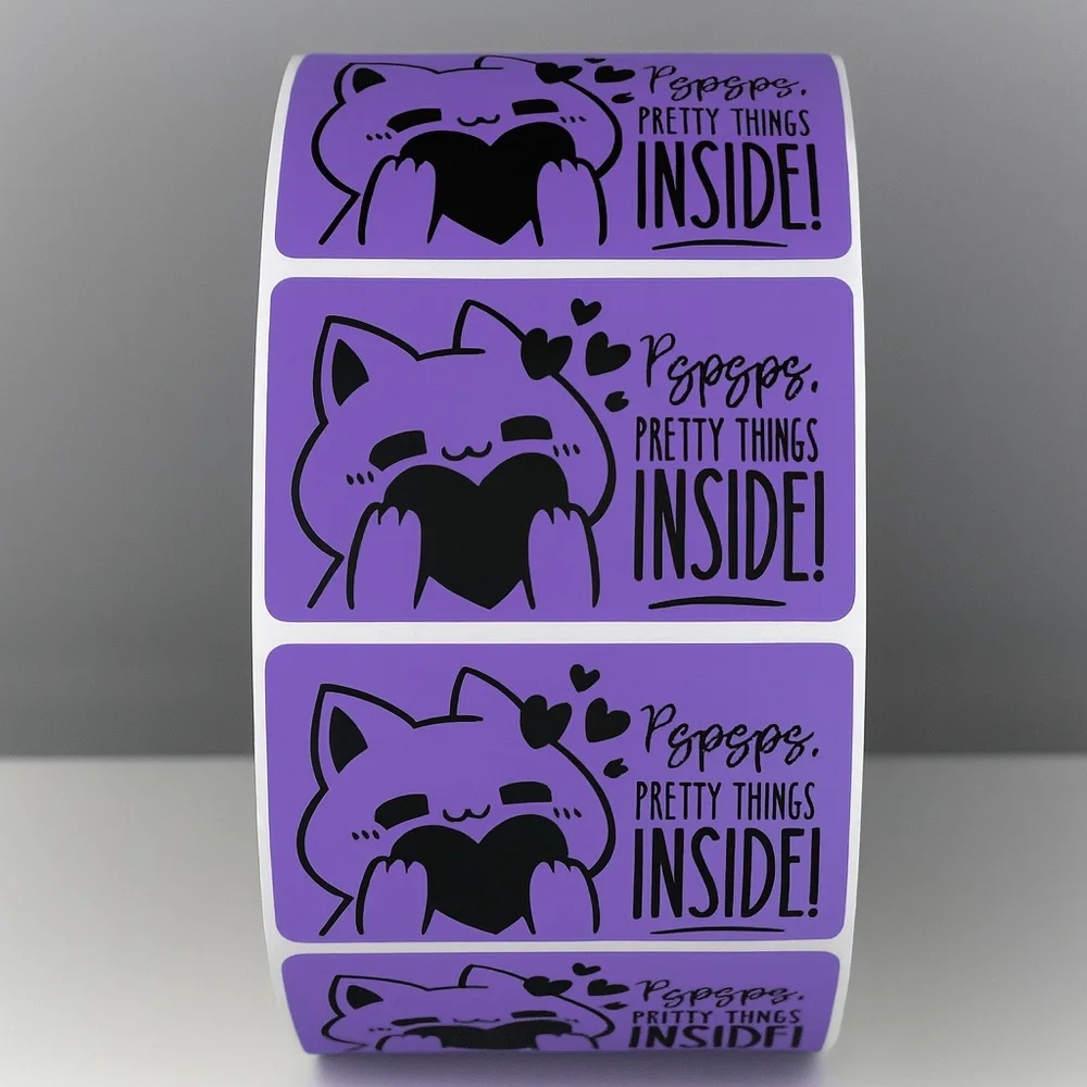 Pspsps Pretty Things Inside Stickers – Cute Cat Labels for Packaging and Orders